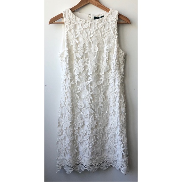 Ralph Lauren White Lace Summer Mini Dress size 8P - Picture 1 of 5